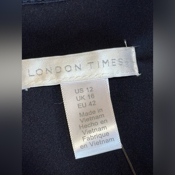 London Times by Chico’s Flutter Sleeve Solid Navy Dress - Picture 9 of 13